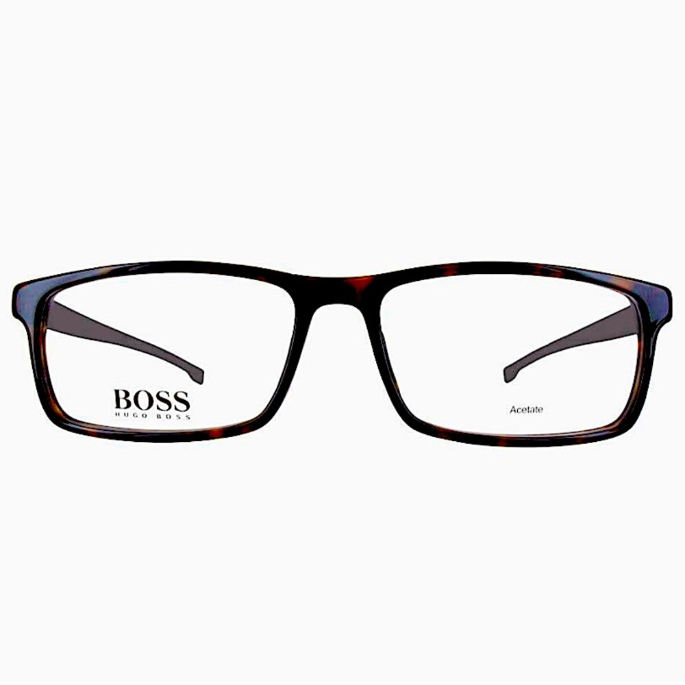 •Hugo Boss •Nonprescription Eyeglasses  •Dark Havana Crystal